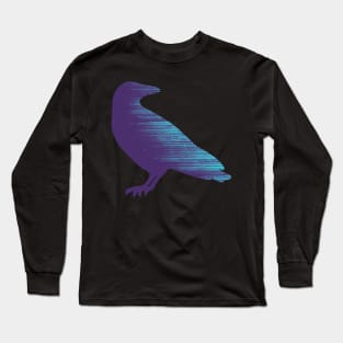 Vaporwave Crow Synthwave Style Radio Static Raven Long Sleeve T-Shirt